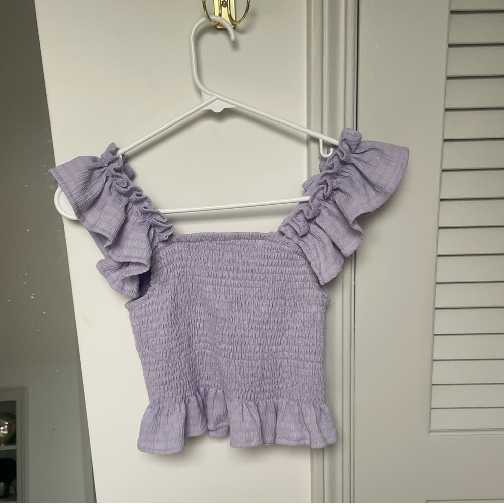Cute purple flow sleeve top